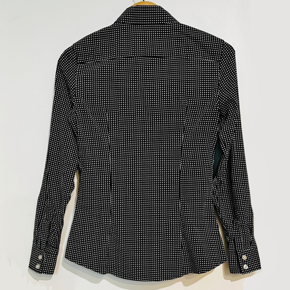 BANANA REPUBLIC Black White Polka Dot Dress Shirt Button Collar Long Sleeve SZ 4 - Picture 5 of 10